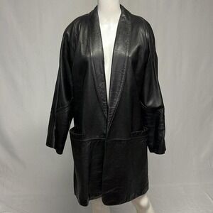 1980s Jacqueline Ferrar‎ Black Leather coat